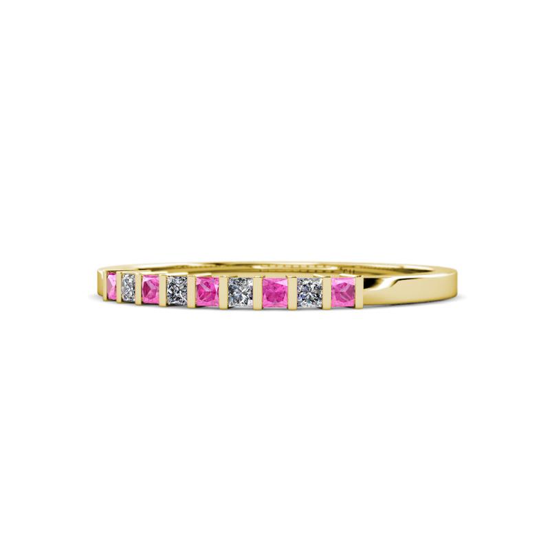 Neria 2.00 mm Pink Sapphire and Diamond 9 Stone Wedding Band 