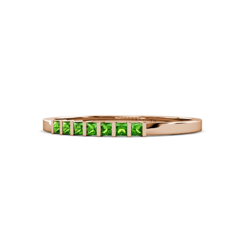 Abila 0.35 ctw (2.00 mm) Princess Cut Green Garnet 7 Stone Wedding Band 