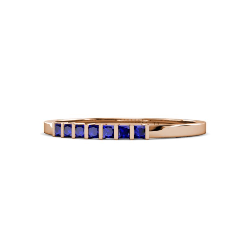 Abila 0.39 ctw (2.00 mm) Princess Cut Blue Sapphire 7 Stone Wedding Band 
