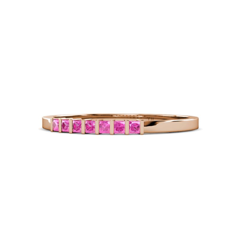 Abila 0.39 ctw (2.00 mm) Princess Cut Pink Sapphire 7 Stone Wedding Band 