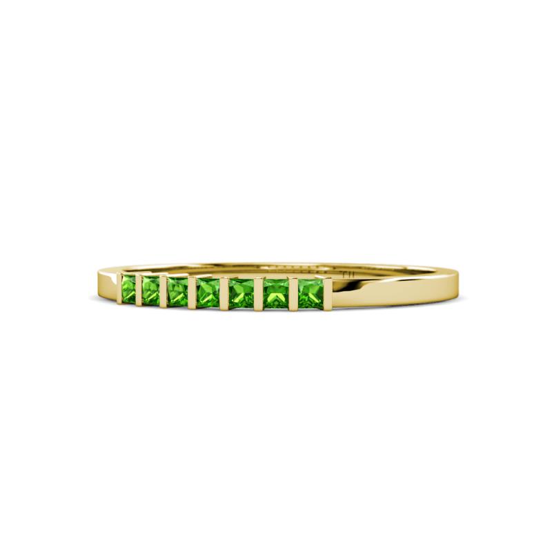 Abila 0.35 ctw (2.00 mm) Princess Cut Green Garnet 7 Stone Wedding Band 