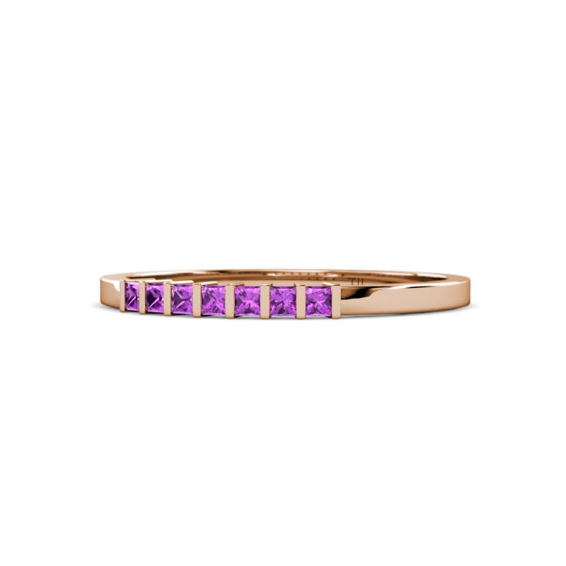 Abila 0.39 ctw (2.00 mm) Princess Cut Amethyst 7 Stone Wedding Band 