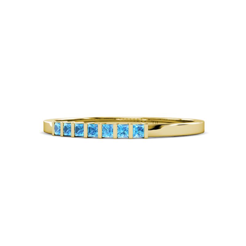 Abila 0.39 ctw (2.00 mm) Princess Cut Blue Topaz 7 Stone Wedding Band 