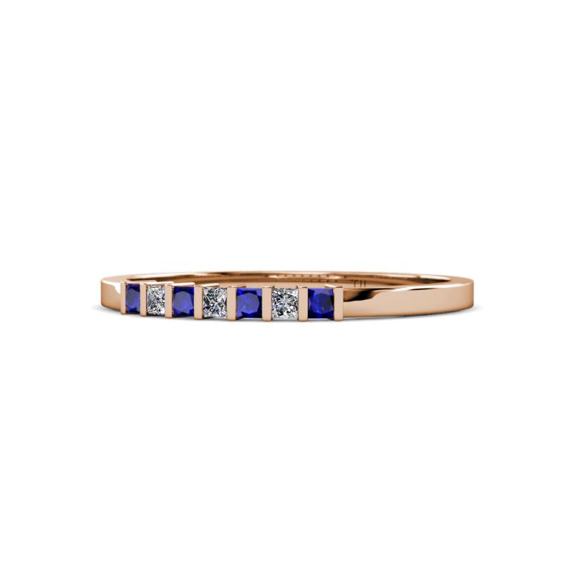 Abila 2.00 mm Blue Sapphire and Diamond 7 Stone Wedding Band 
