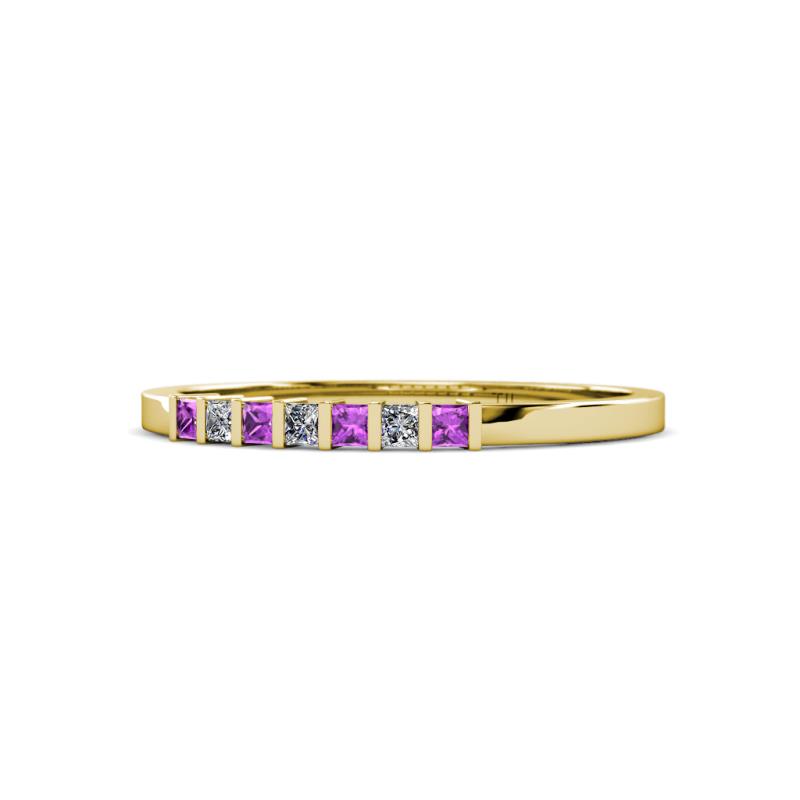 Abila 2.00 mm Amethyst and Diamond 7 Stone Wedding Band 
