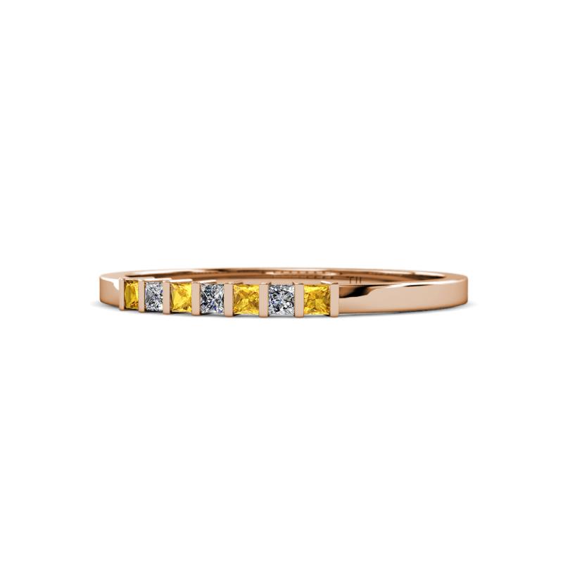 Abila 2.00 mm Citrine and Diamond 7 Stone Wedding Band 