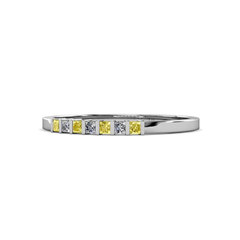 Abila 2.00 mm Yellow Sapphire and Diamond 7 Stone Wedding Band 