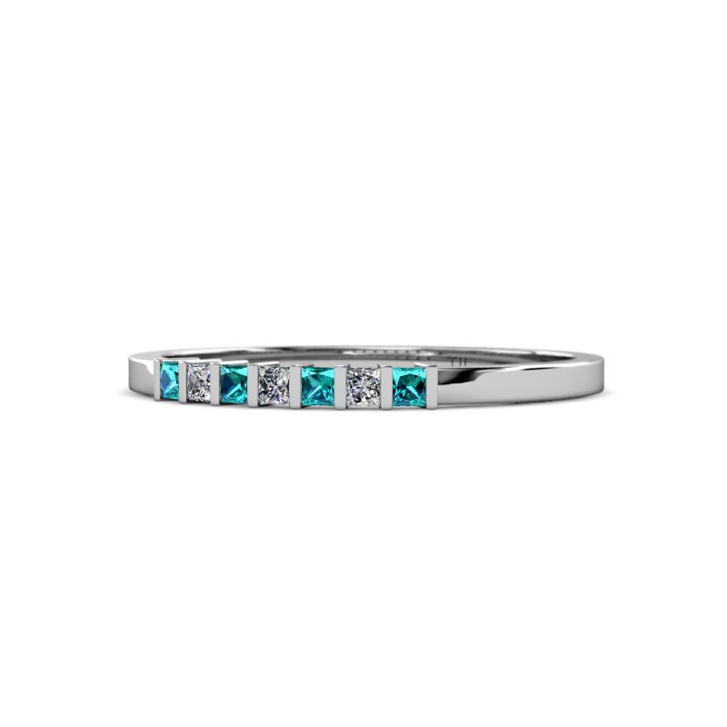 Abila 2.00 mm London Blue Topaz and Diamond 7 Stone Wedding Band 