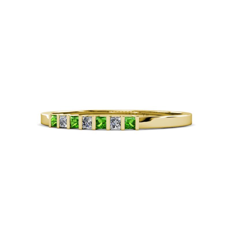 Abila 2.00 mm Green Garnet and Diamond 7 Stone Wedding Band 