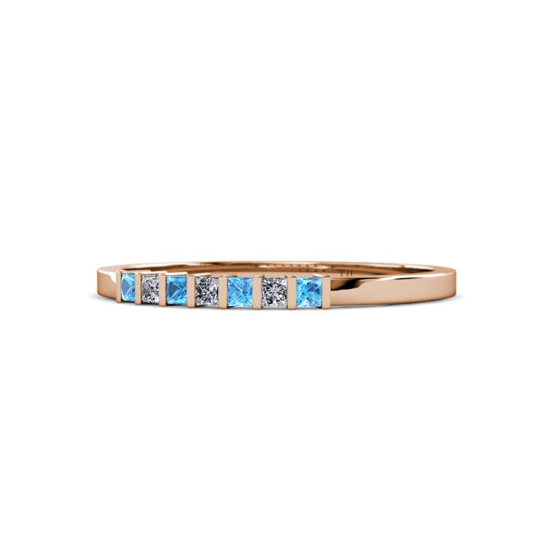 Abila 2.00 mm Blue Topaz and Diamond 7 Stone Wedding Band 