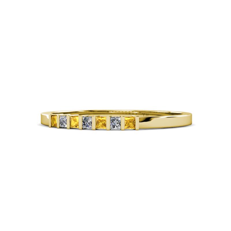 Abila 2.00 mm Citrine and Diamond 7 Stone Wedding Band 