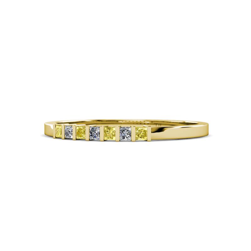 Abila 2.00 mm Yellow Sapphire and Diamond 7 Stone Wedding Band 