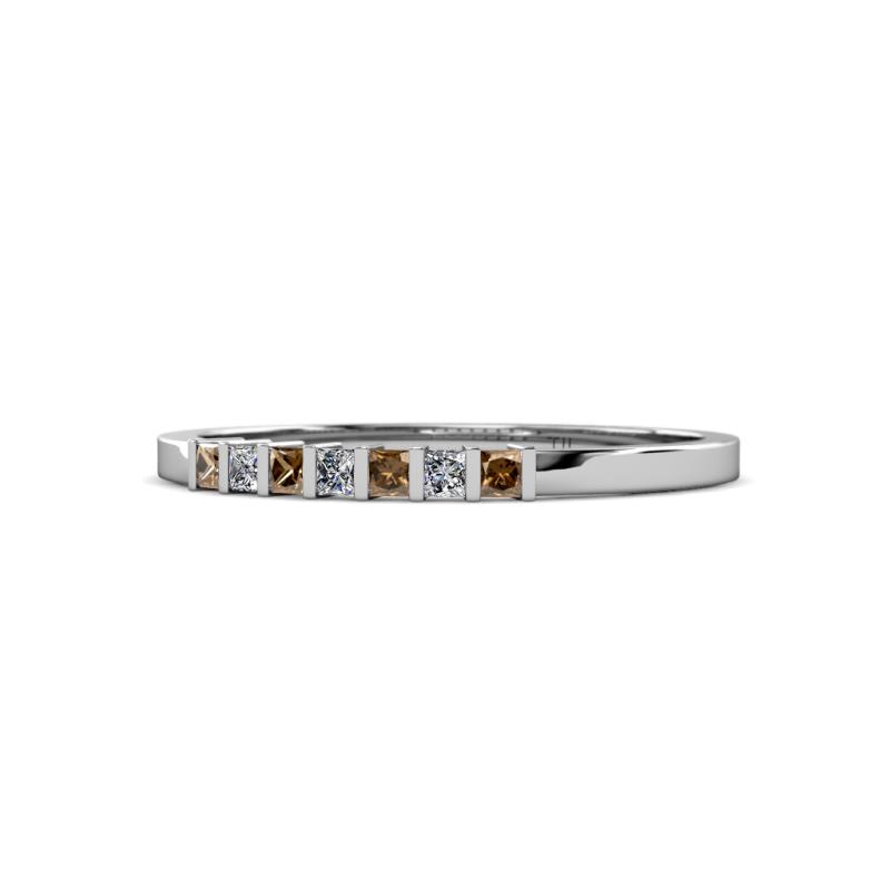 Abila 2.00 mm Smoky Quartz and Diamond 7 Stone Wedding Band 