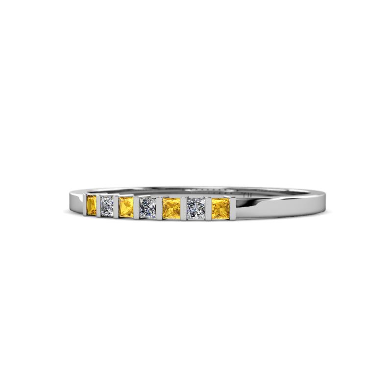 Abila 2.00 mm Citrine and Diamond 7 Stone Wedding Band 