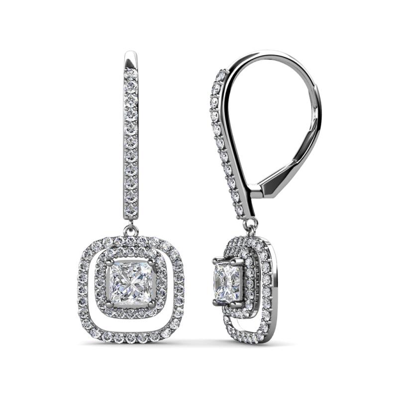 Turia Diamond Double Halo Dangling Earrings 