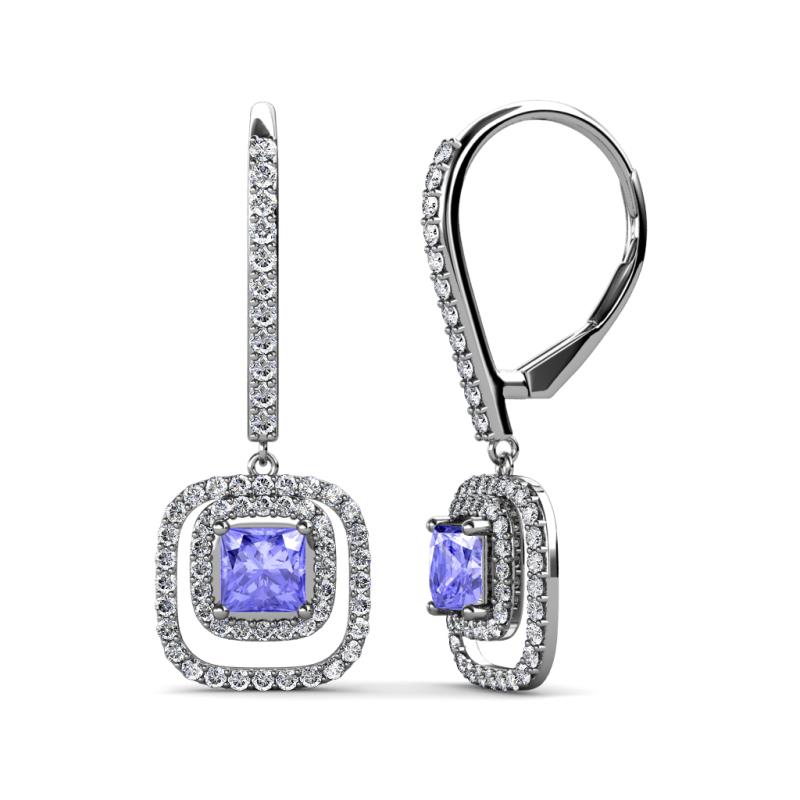 Turia Tanzanite and Diamond Double Halo Dangling Earrings 