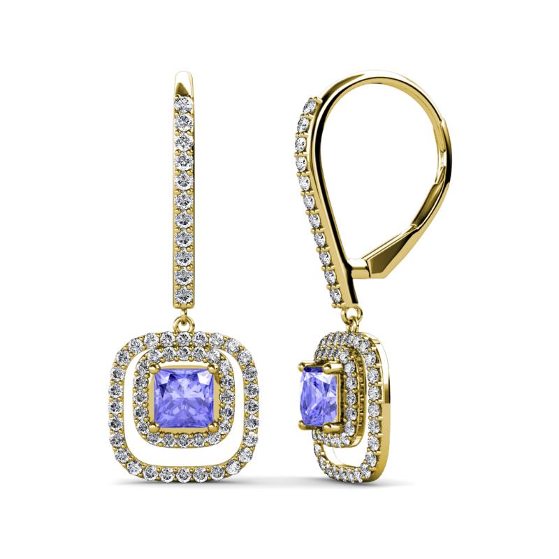 Turia Tanzanite and Diamond Double Halo Dangling Earrings 