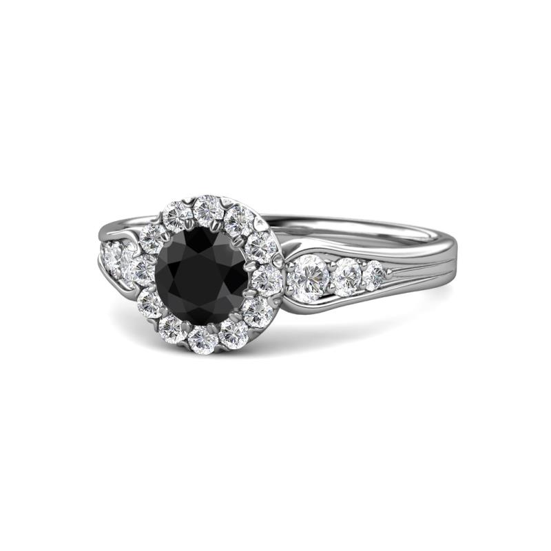 Kallista Signature Black and White Diamond Halo Engagement Ring 