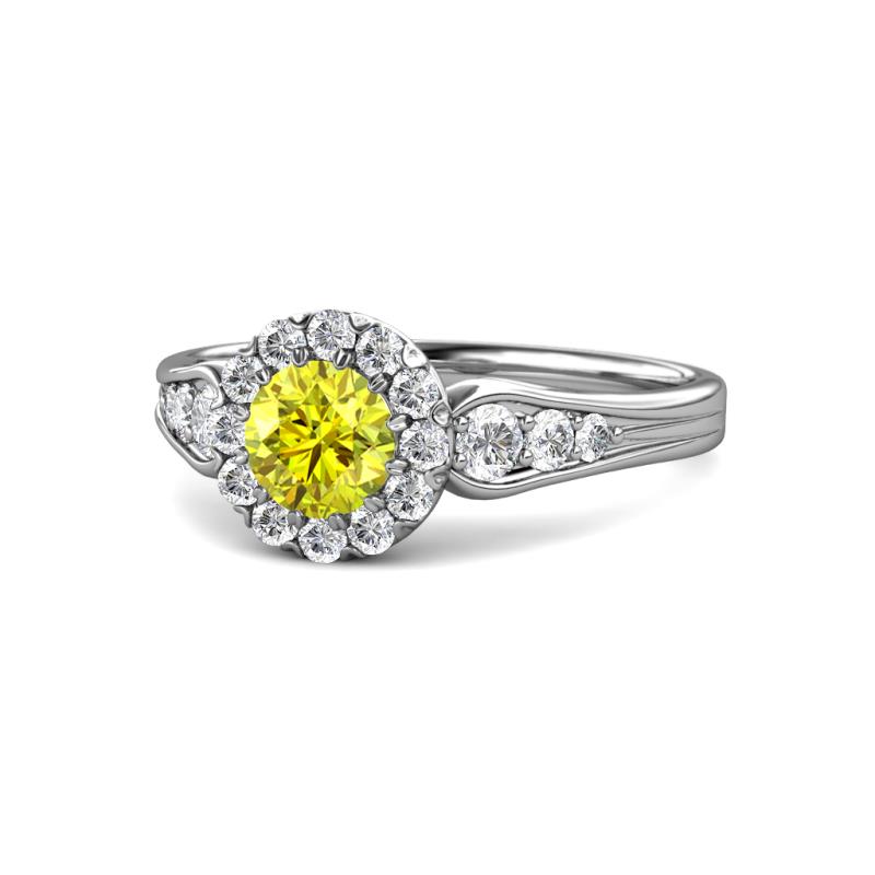Kallista Signature Yellow and White Diamond Halo Engagement Ring 