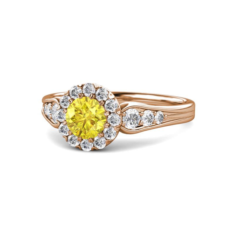 Kallista Signature Yellow Sapphire and Diamond Halo Engagement Ring 