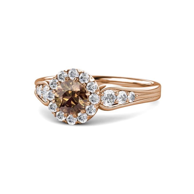 Kallista Signature Smoky Quartz and Diamond Halo Engagement Ring 