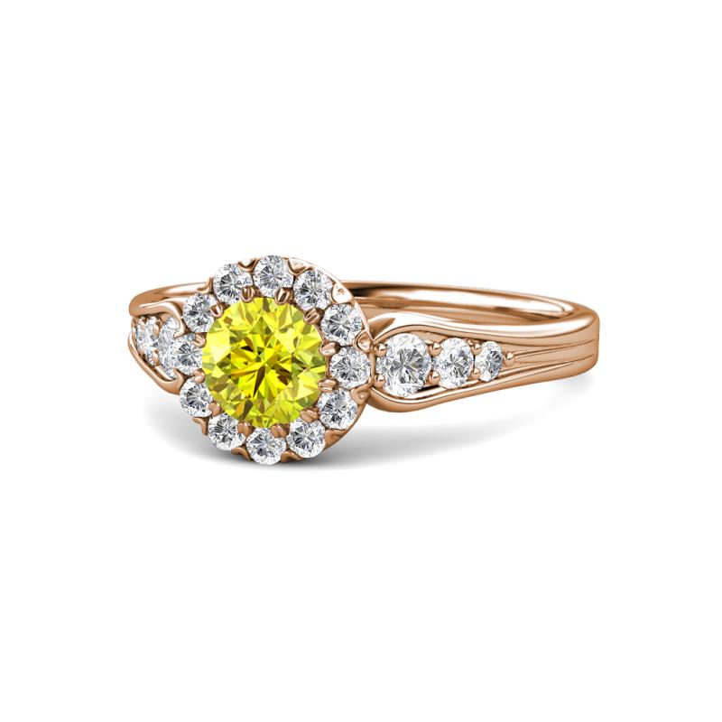 Kallista Signature Yellow and White Diamond Halo Engagement Ring 