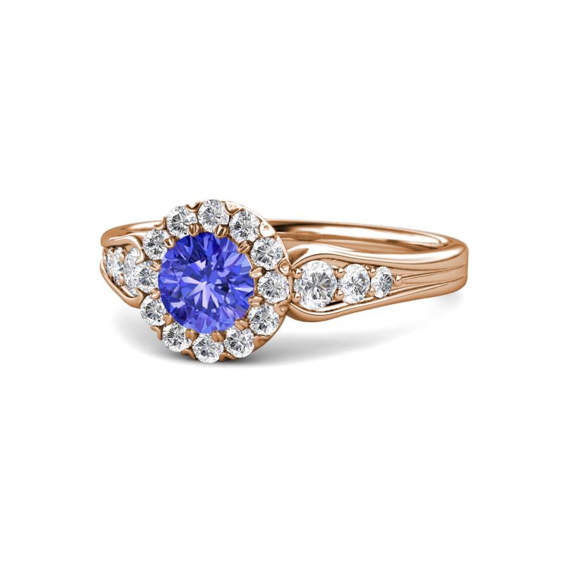 Kallista Signature Tanzanite and Diamond Halo Engagement Ring 