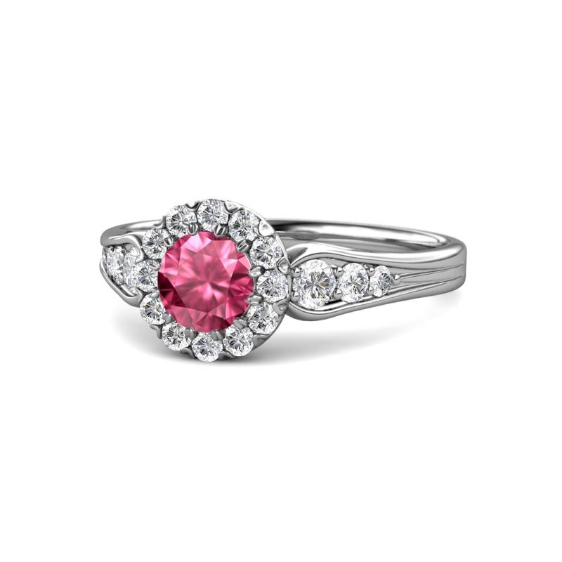 Kallista Signature Pink Tourmaline and Diamond Halo Engagement Ring 
