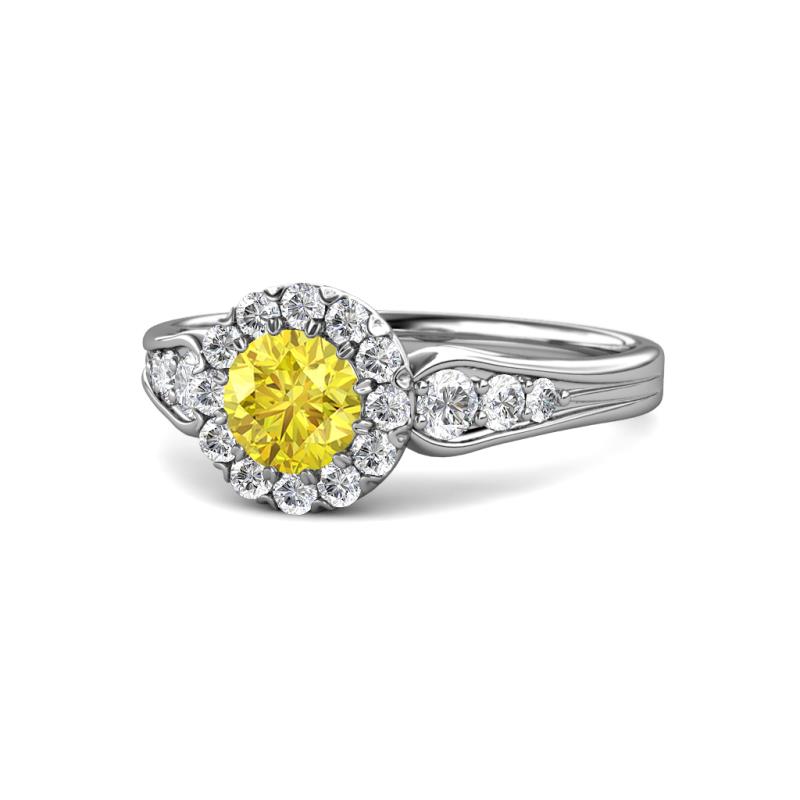 Kallista Signature Yellow Sapphire and Diamond Halo Engagement Ring 
