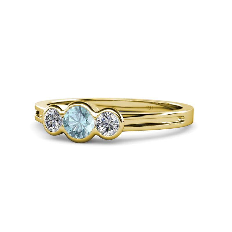 Irina Aquamarine and Diamond Three Stone Engagement Ring 