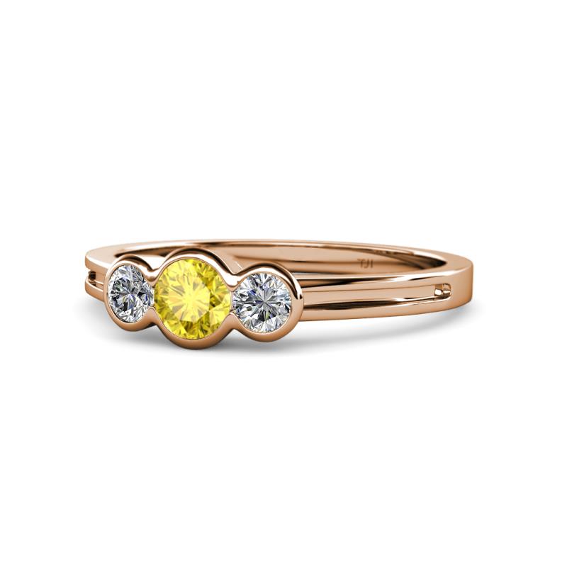 Irina Yellow Sapphire and Diamond Three Stone Engagement Ring 
