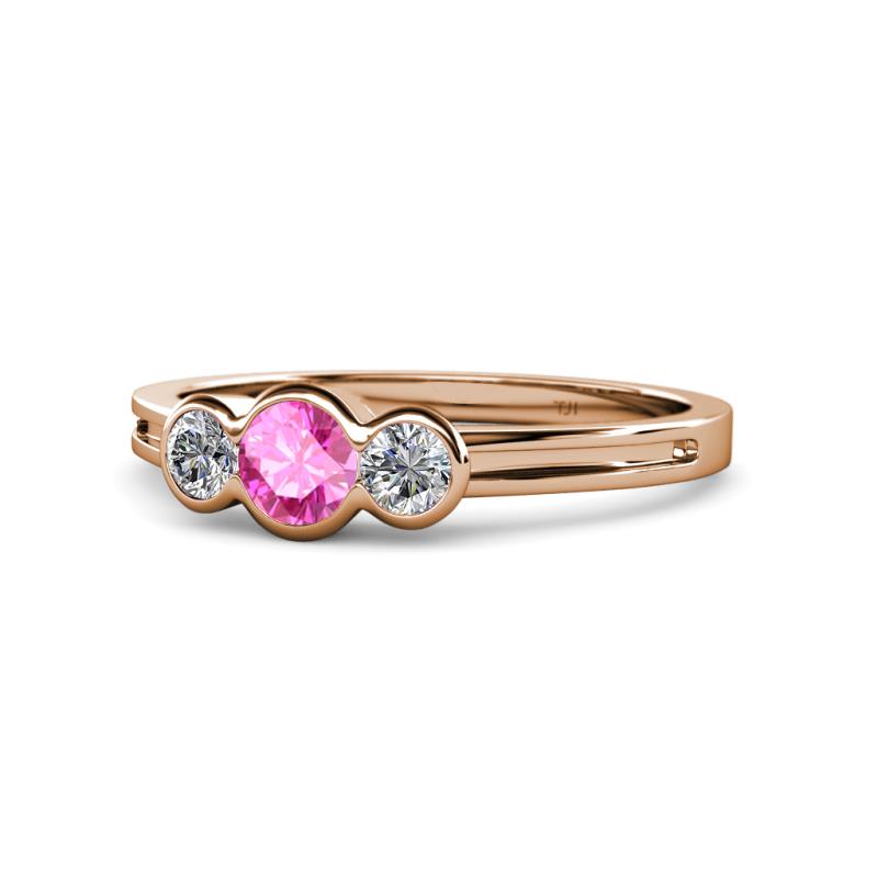 Irina Pink Sapphire and Diamond Three Stone Engagement Ring 