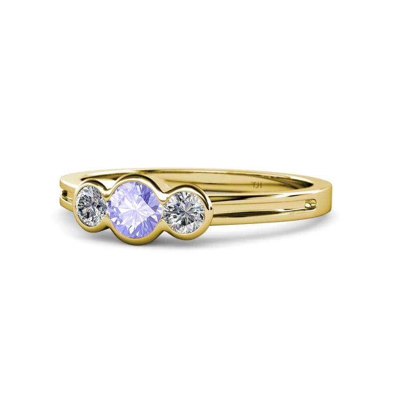 Irina Tanzanite and Diamond Three Stone Engagement Ring 