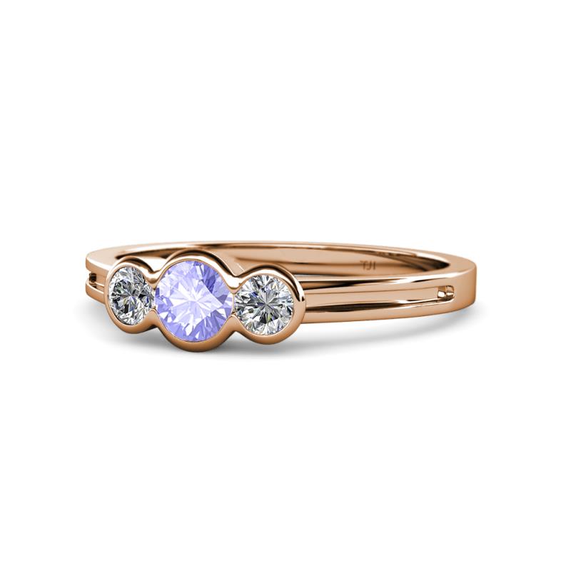 Irina Tanzanite and Diamond Three Stone Engagement Ring 