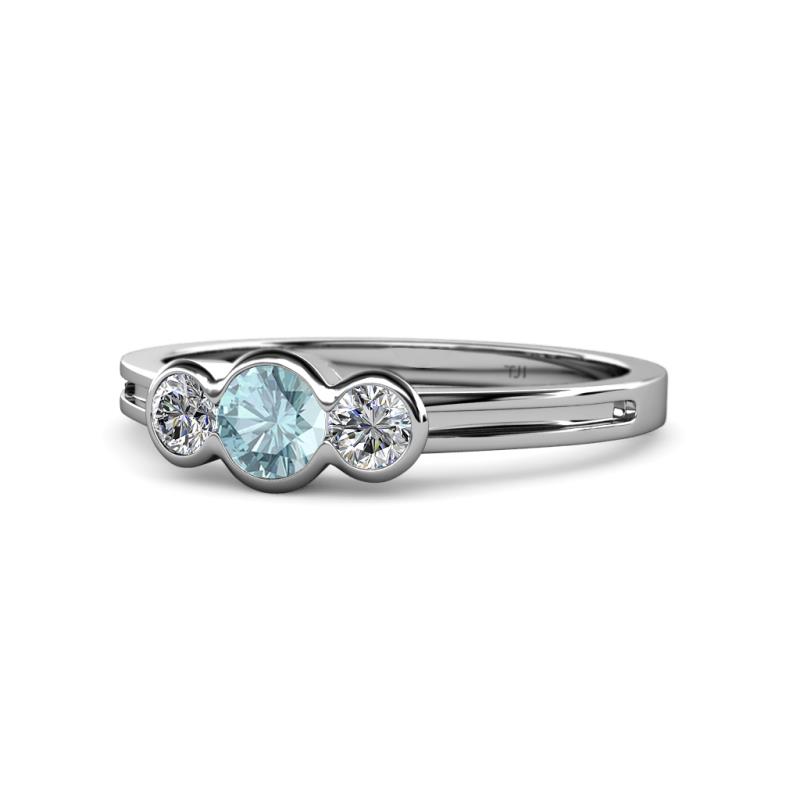Irina Aquamarine and Diamond Three Stone Engagement Ring 