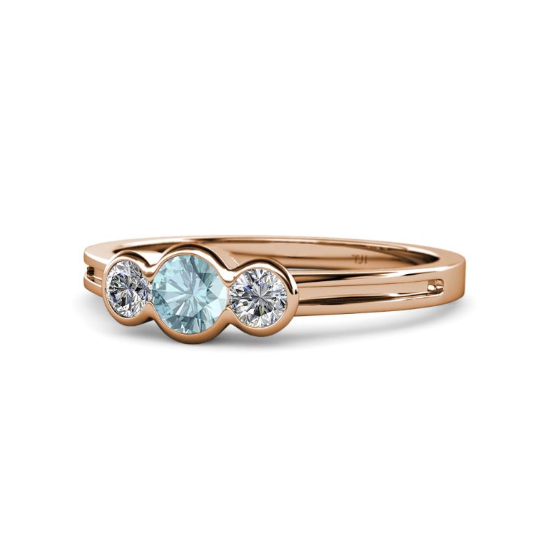 Irina Aquamarine and Diamond Three Stone Engagement Ring 