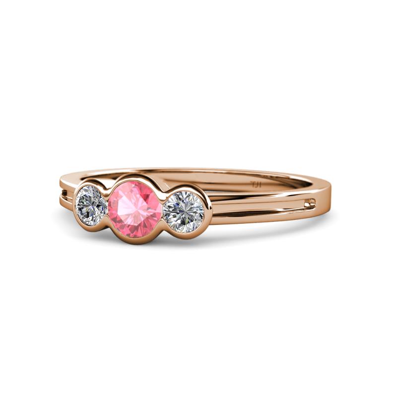 Irina Pink Tourmaline and Diamond Three Stone Engagement Ring 