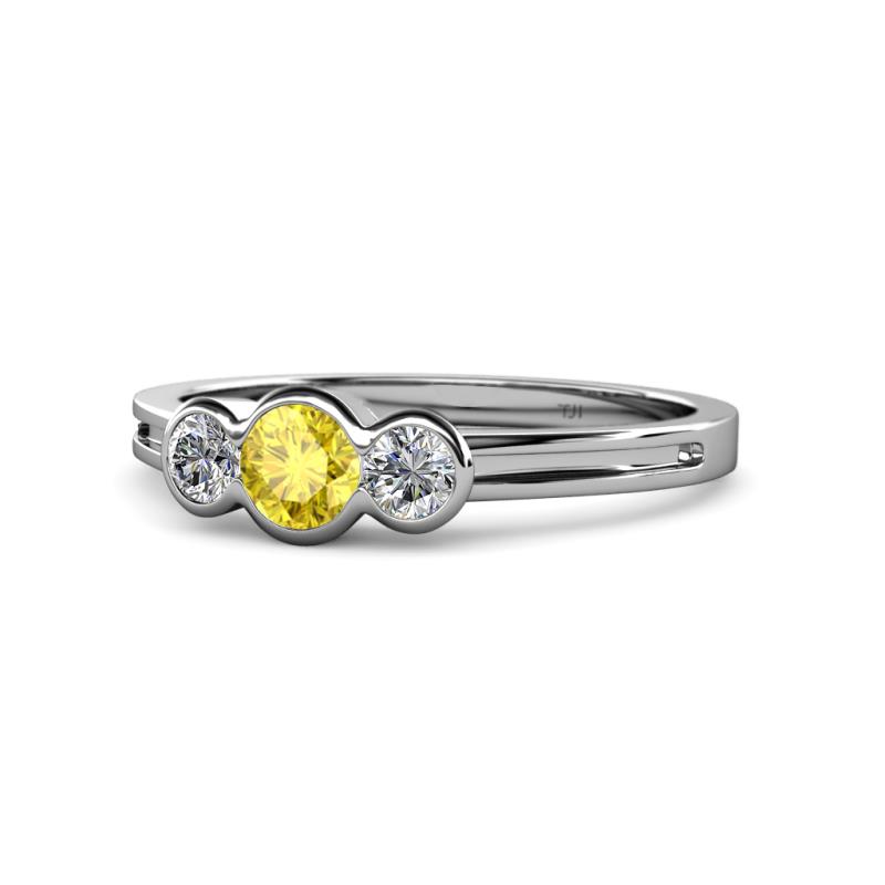 Irina Yellow Sapphire and Diamond Three Stone Engagement Ring 