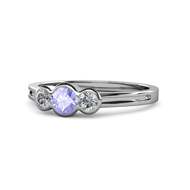 Irina Tanzanite and Diamond Three Stone Engagement Ring 