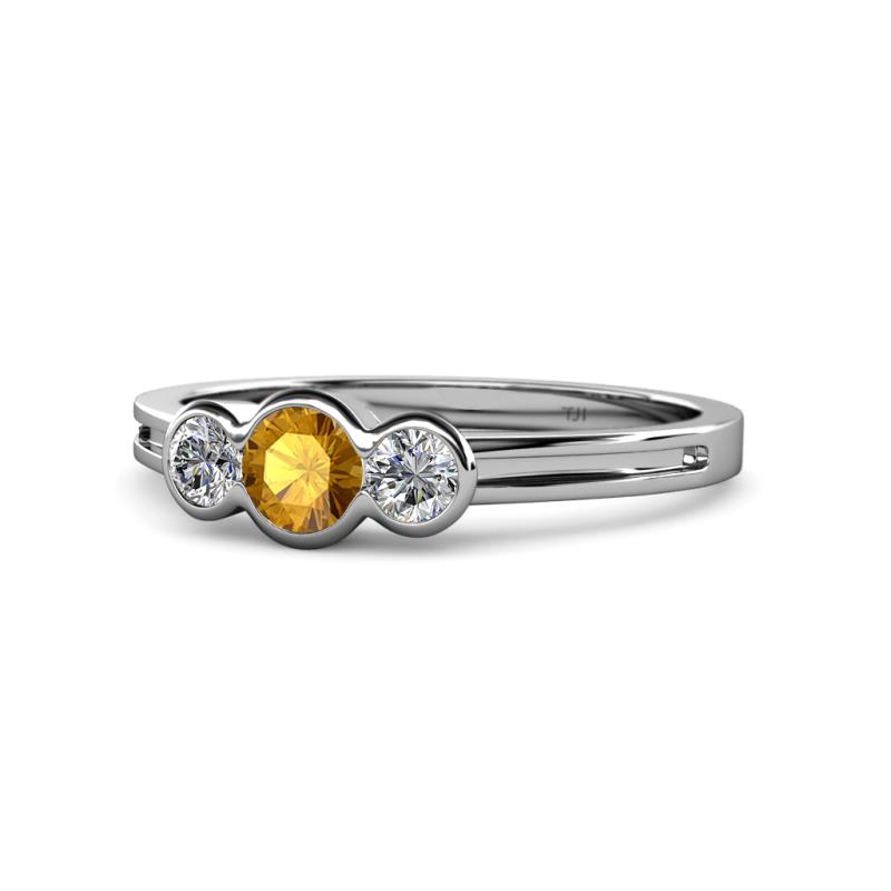 Irina Citrine and Diamond Three Stone Engagement Ring 