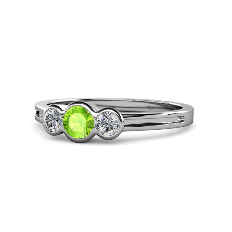 Irina Peridot and Diamond Three Stone Engagement Ring 