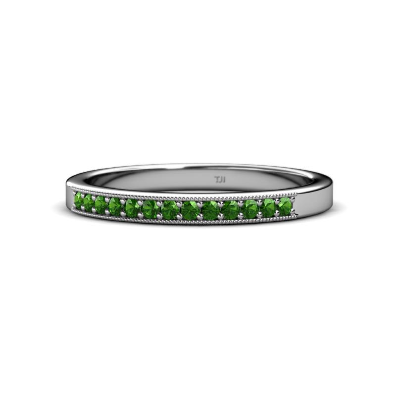 Janice 1.70 mm Green Garnet 13 Stone Wedding Band 