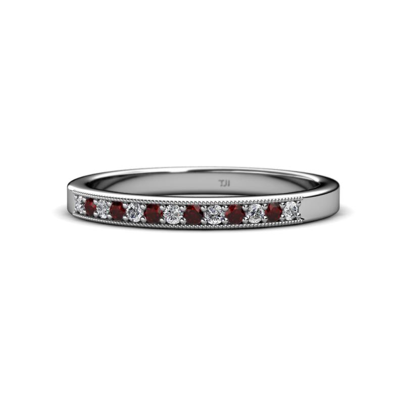 Janice Red Garnet and Diamond Wedding Band 