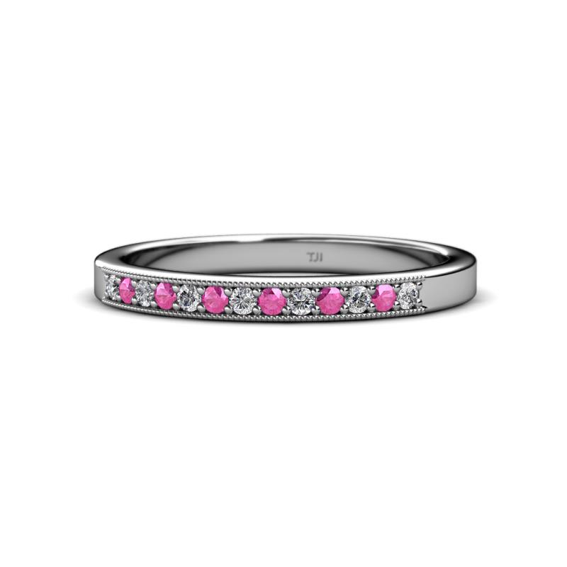 Janice Pink Sapphire and Diamond Wedding Band 