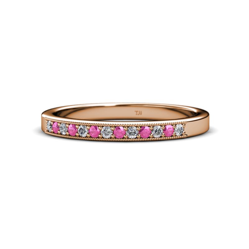 Janice Pink Sapphire and Diamond Wedding Band 