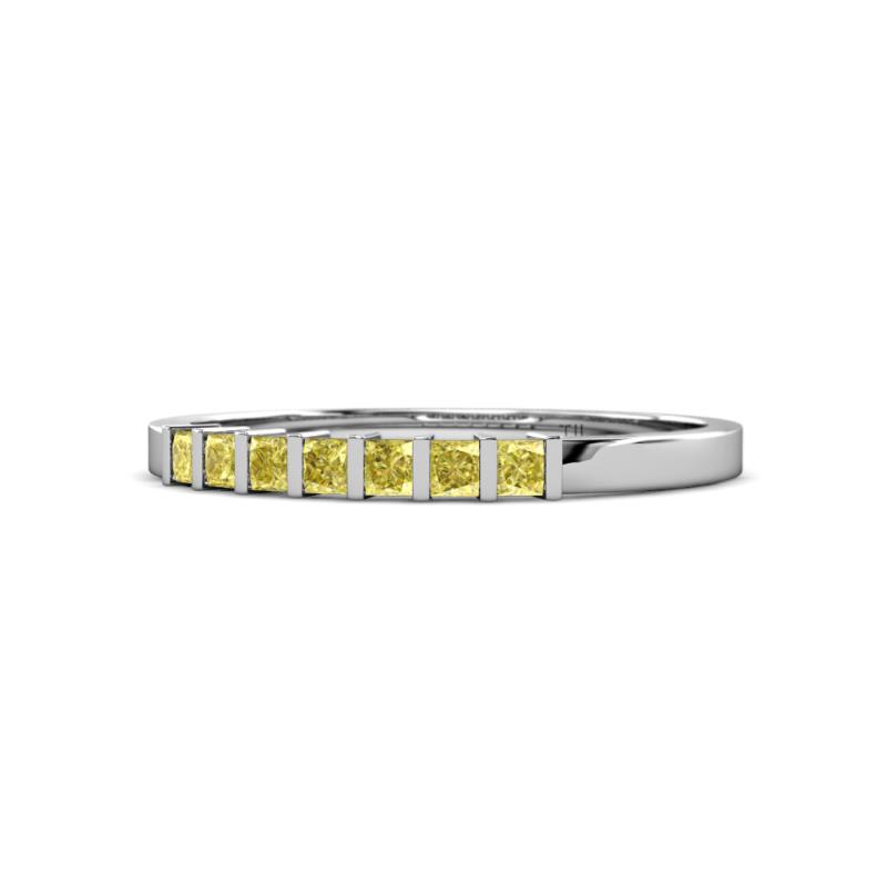 Abila 0.63 ctw (2.50 mm) Princess Cut Yellow Sapphire 7 Stone Wedding Band 