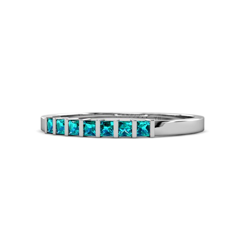 Abila 0.63 ctw (2.50 mm) Princess Cut London Blue Topaz 7 Stone Wedding Band 