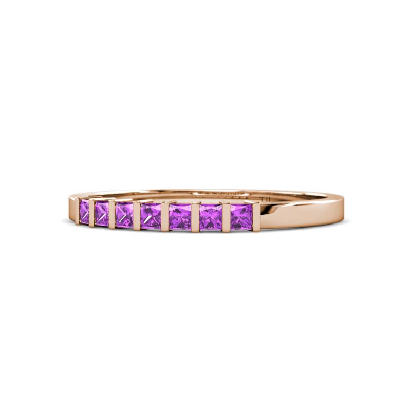 Abila 0.63 ctw (2.50 mm) Princess Cut Amethyst 7 Stone Wedding Band 