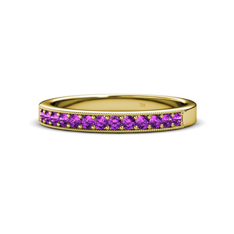 Janice 2.00 mm Round Amethyst 13 Stone Wedding Band 