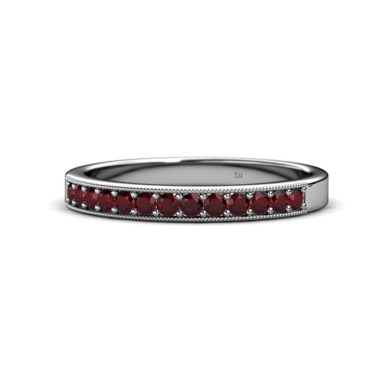 Janice 2.00 mm Round Red Garnet 13 Stone Wedding Band 